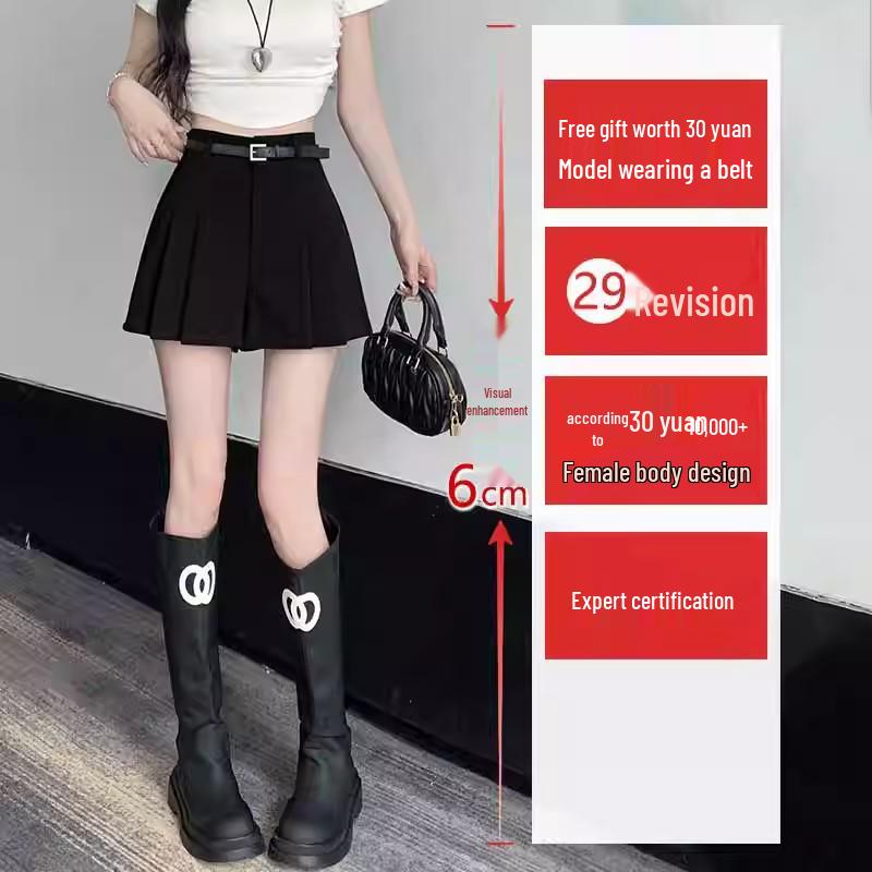 Women's Gray High-Waist Pleated Shorts: Spring/Summer 2024 Fashion, Loose Fit, Slimming Wide-Leg Design