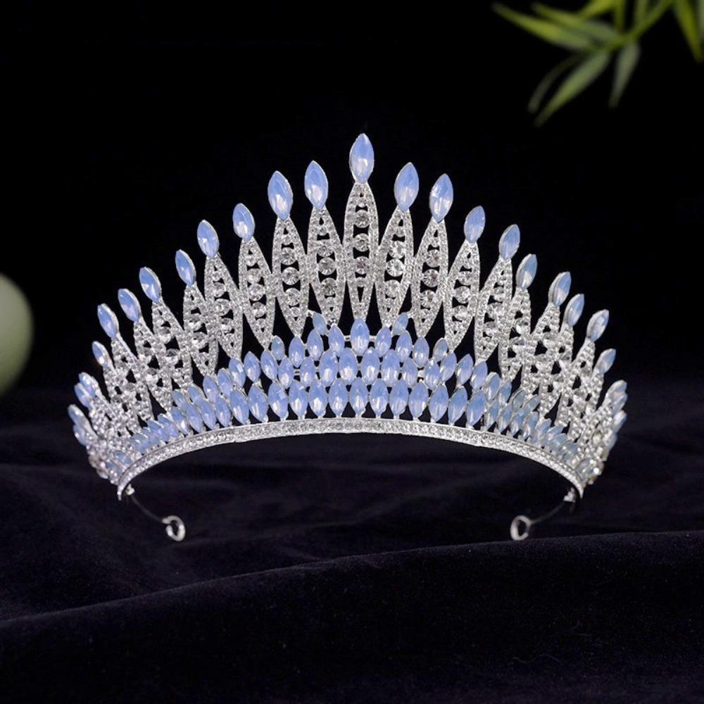 Luxury Baroque Queen Tiaras Sparkling Bridal Headwear Rhinestone Diadem Pageant Events