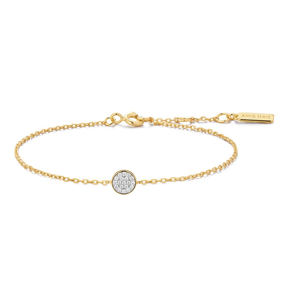 Ania Haie Gold Pavé Disc 925 Silver Bracelet B075-02G