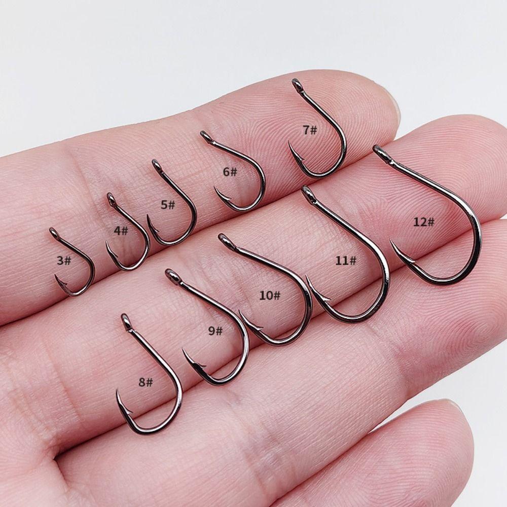1000Pcs Size 3-12 Fishing Hooks Set Carbon Steel Barbed Fishing Hooks  Fishing Accessories