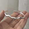 100% Solid 925 Sterling Silver Retro Bracelet for Women Geometric Wave Line Handmade Sparkling Simple Bracelet Birthday Gift