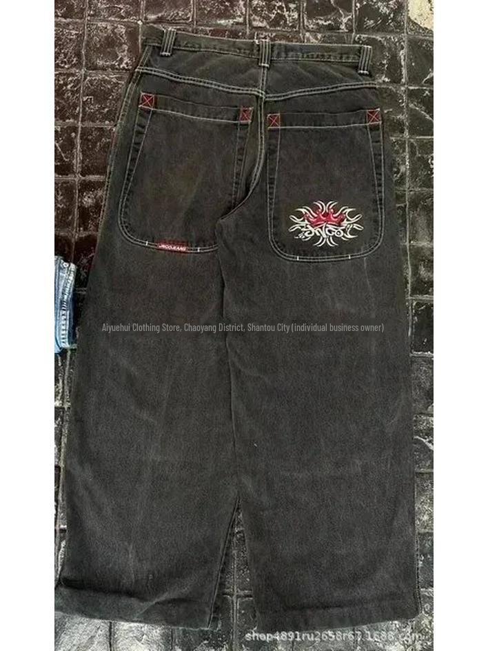 2024 Spring/Autumn Retro Y2K Embroidered American Hip-Hop Men's Jeans