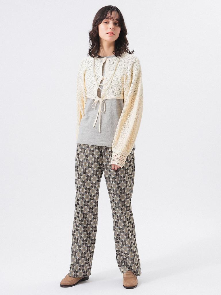 Beams Boy Women's Polyester Jacquard Work Pants, Brown, 13240454458