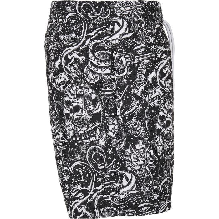 Short de bain - Urban Classics - Motif - Couleur bleu - Pour homme - Confortable avec ceinture élastique