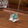 Natural Dangerous Material Jade Fritillary Butterfly Pendant S925 Sterling Silver Necklace Femininity Clavicle Chain Fashion Retro Jewelry Gift
