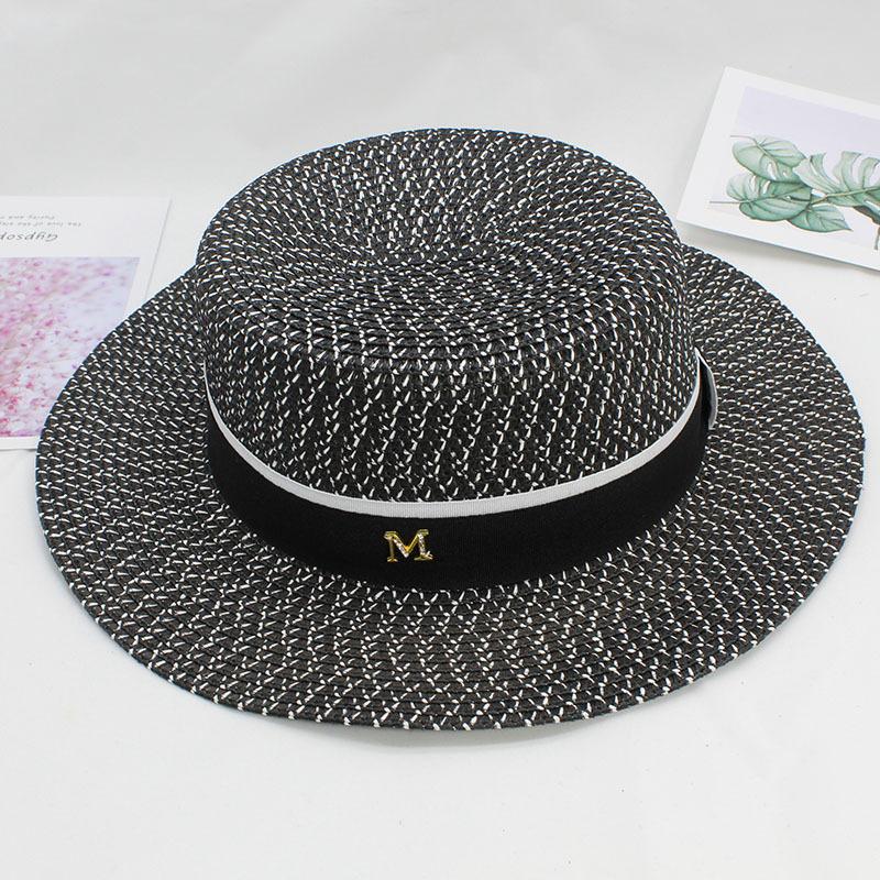 

JYL TS DIY Хепберн Соломенная Шляпа Широкополая Пляжная Шляпа Плетеная Солома black_M(56-58cm） бланшированные миндальные