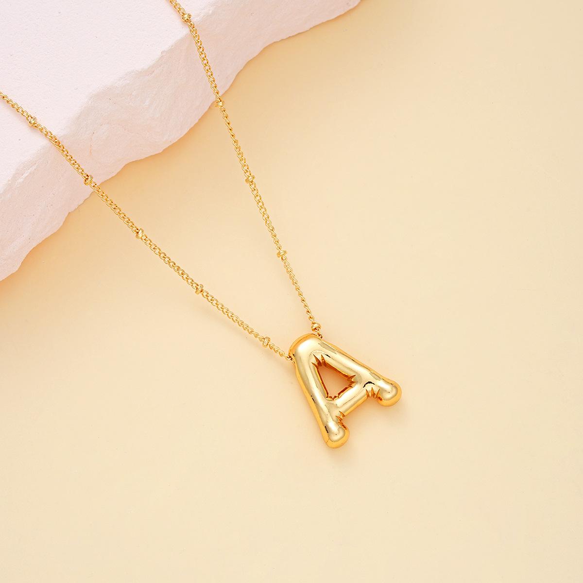 Elegant Bubble Balloon Letter Pendant Necklace For Women Vintage Simple Gold Color Pendant Earrings Fashion Temperament Jewelry