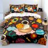 Cartoon Space Scene Astronaut Planets Bedding Set For Kids Luxury Gift 3Pcs Digital Print Comforter Set Soft Comfortable