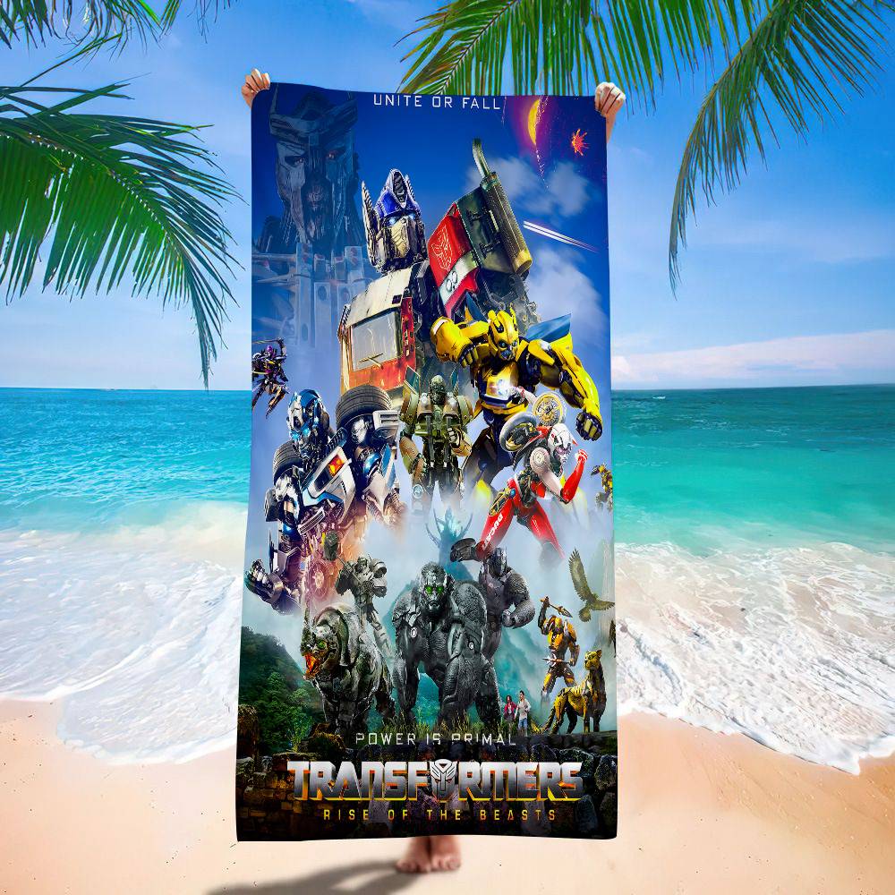 Transformers Rise of the Beasts Series Film Blanket Quick Drying Beach Towels Oversized Printing Super Pool Towel Blanket