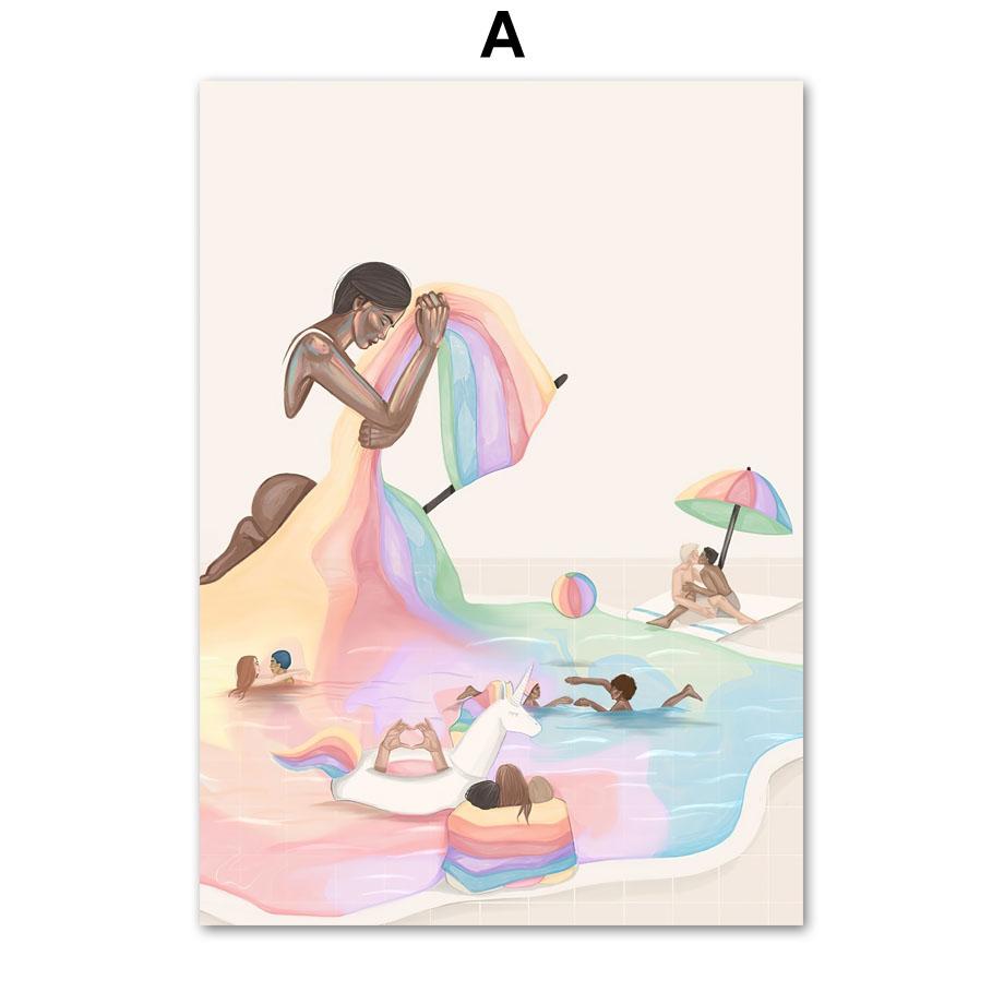 Abstrakte Frau mit Vision Musik Körper inneren Frieden Wand Kunstdruck Leinwand Malerei Nordic Poster Dekor Bilder für Wohnzimmer