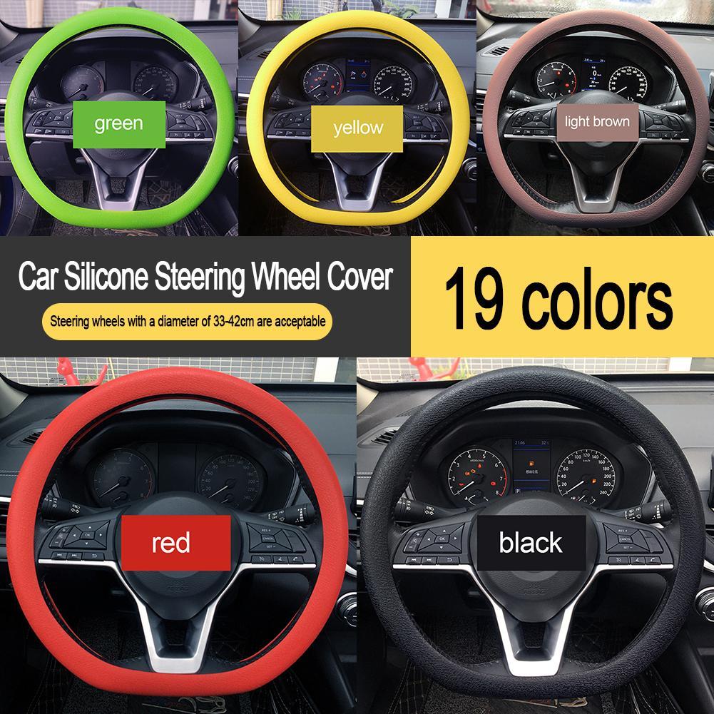 Universal Car Silicone Steering Wheel Elastic Glove Cover Texture Soft Multi Color Auto Decoration DIY Covers Car Accessories