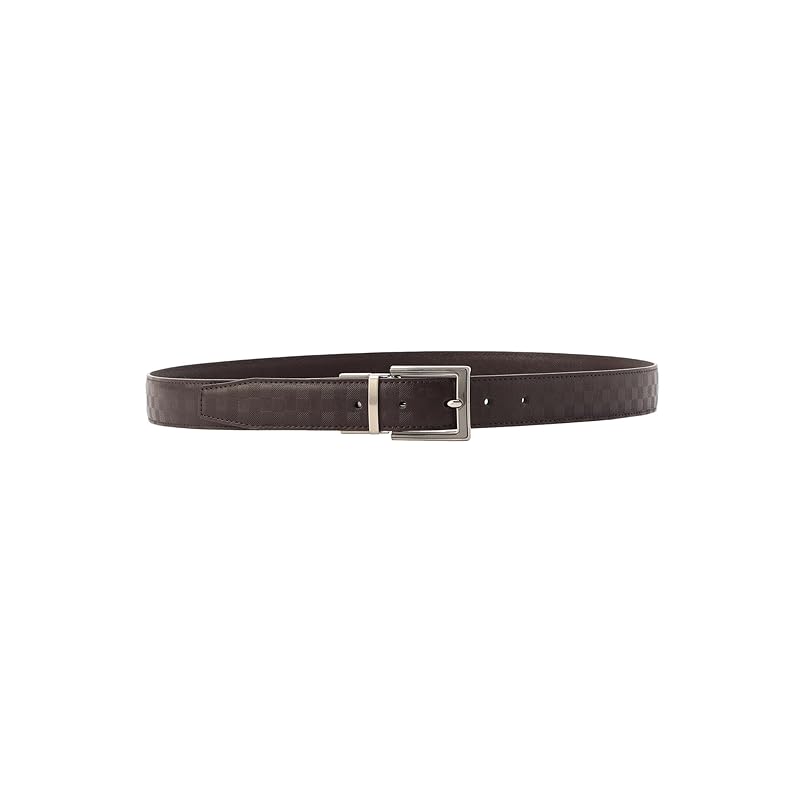 

[Comciseism] Checkered large pattern Saffiano embossed reversible belt 47-87YK07-205 F dark brown