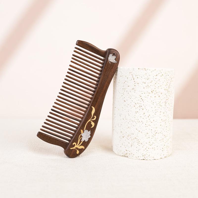 

Деревянный гребень для волос с цветами Чэнь Гуйбао и массажер для кожи головы - Портативный подарок для девушки