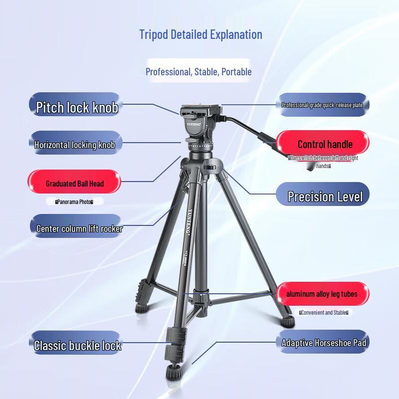 YUNTENG VCT-999 Professional 2M Tripod with Hydraulic Head