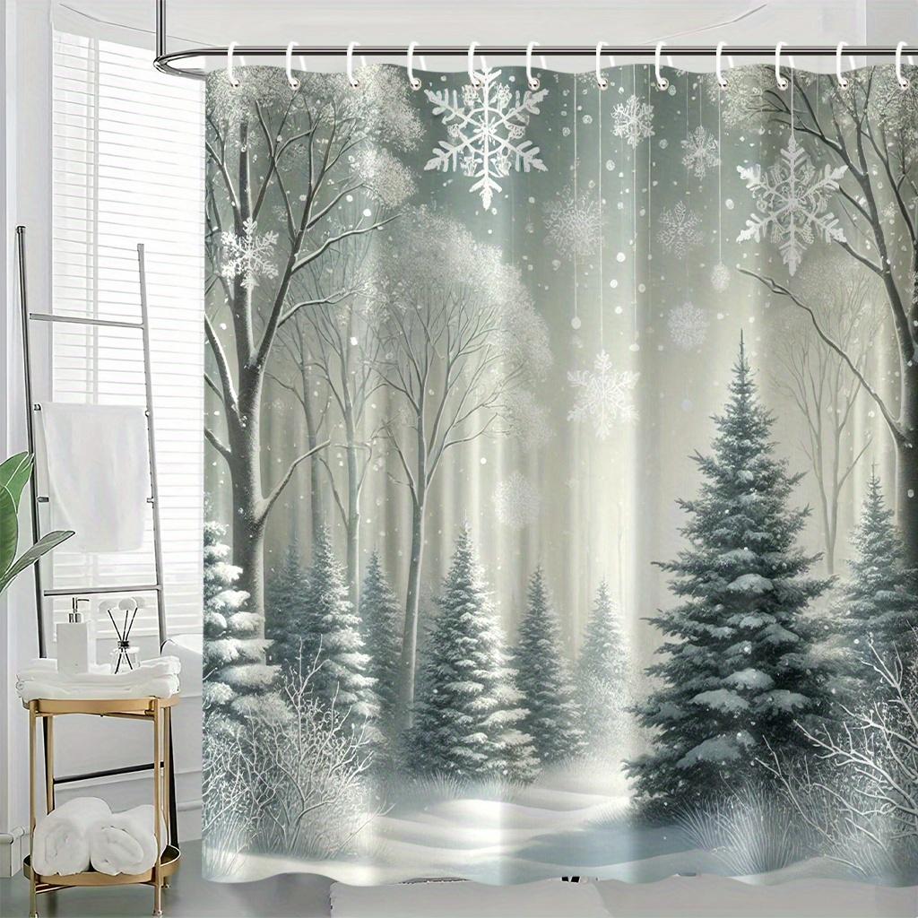 

1Pc Winter Snowy Christmas Tree Pattern Shower Curtain, Polyester Fabric, Machine Washable, Suitable For Bathroom Decoration W60H190(CM)-1 Pcs