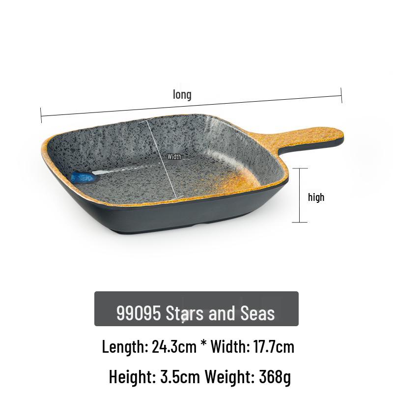 

Melamine Frying Pan for Mukbang & BBQ with Handle