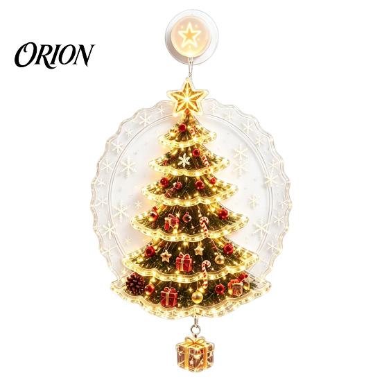 Holiday Celebration Ornament Christmas Suction Cup Window Light, Santa Claus Xmas Tree Reusable Lamp Snowman Glass Ornament, Party Acrylic Hanging