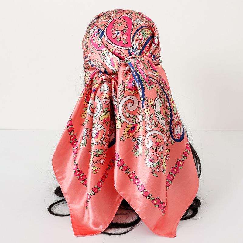 New cashew print silk scarf women's trend versatile shawl satin headscarf 90 square scarf scarf women