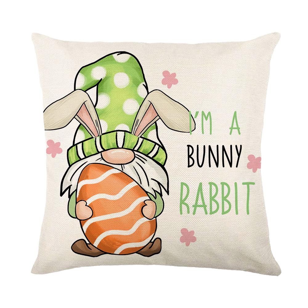 

New Easter Pillow Cover Cute Rabbit Polyester Printed Home Living Room Sofa Cushion Cover 45 * 45Cm (without pillow core)