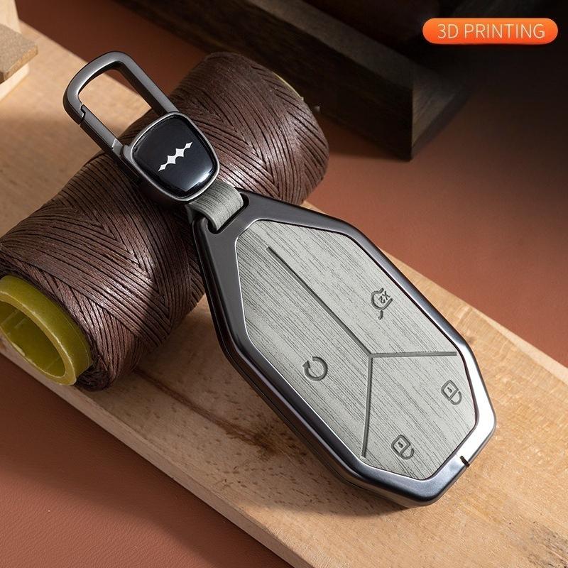 For BYD Formula Leopard 5 8 Titanium 3 7 Car Key Case Zinc Alloy Cover Keychain Shell Fob Metal Car Key Leather Holder Key Bag