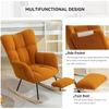 Teddy Upholstered Glider Rocker Adjustable Footrest High Backrest Padded Recliner Reading Chair Bedroom