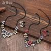 Colored Leaf Earrings Necklace Set Leaf Coarse Necklace Earrings Necklace Women's Jewelry Set