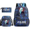 3pz Zaino Jujutsu Kaisen Ragazzi Ragazze Anime Mochila Zaino Scolastico Studente con Borsa a Tracolla Astuccio Viaggio Quotidiano Rucksack