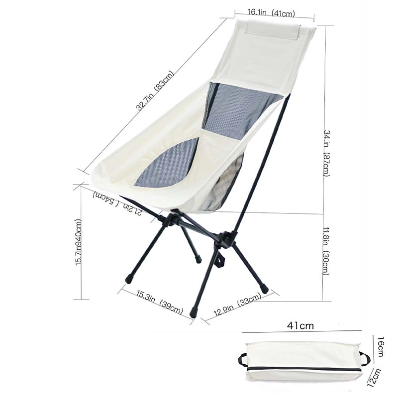 High Back Ultralight Folding Camp Chair with Storage Bag Compact Portable Tall Hiking Chair and Beach Chair Removable 3 Colors
