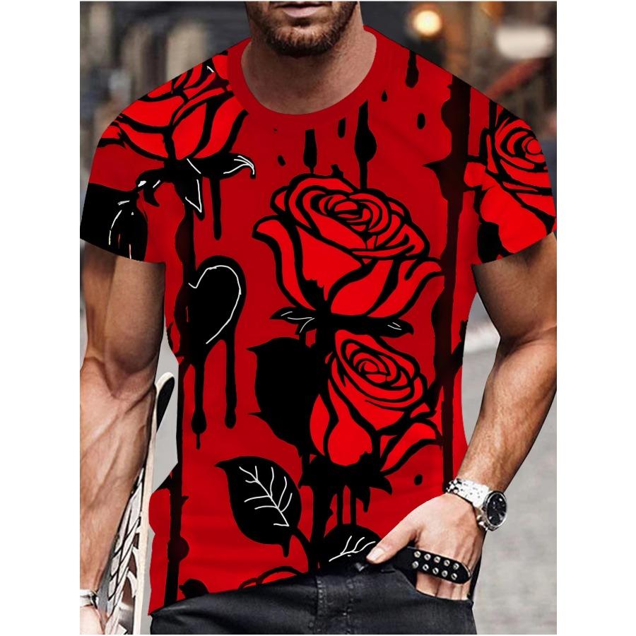 Trendiges Liebesrosen-Romantik-Print-T-Shirt