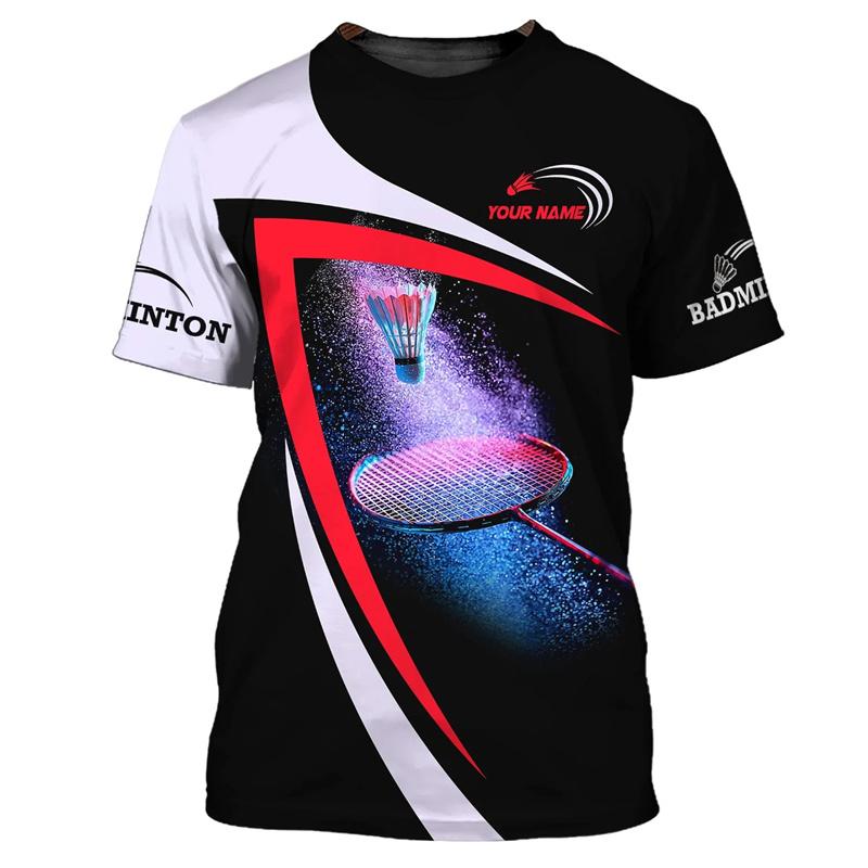 Badminton Sport T-shirt Men's Clothing Cool Novel 3D Print Sports Quick Dry Short Sleeve T Shirts Summer Gym Fitness Custom Tee