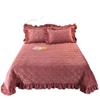 Warm Winter Crystal Velvet Quilted Bedspread with Lace Edge, Cotton-Padded, Double-Sided, Non-Slip Tatami
