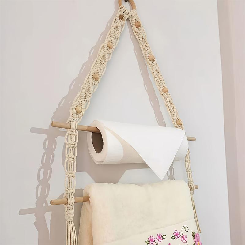 Handmade Woven Tapestry Towel Rack, Wall Hanging Decoration For Home, Hotel, Creative Guesthouse Tissue Storage Rack
