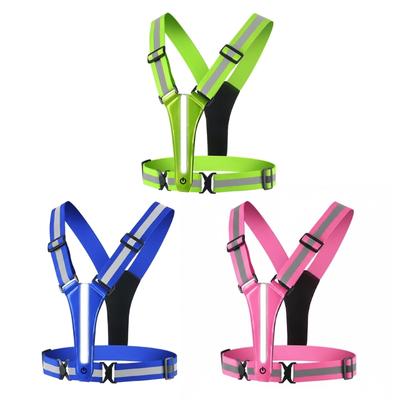 High Visibility Reflective Running Vest Rechargeable LED Lights For Nighttime Jogging Biking Outdoor Activities