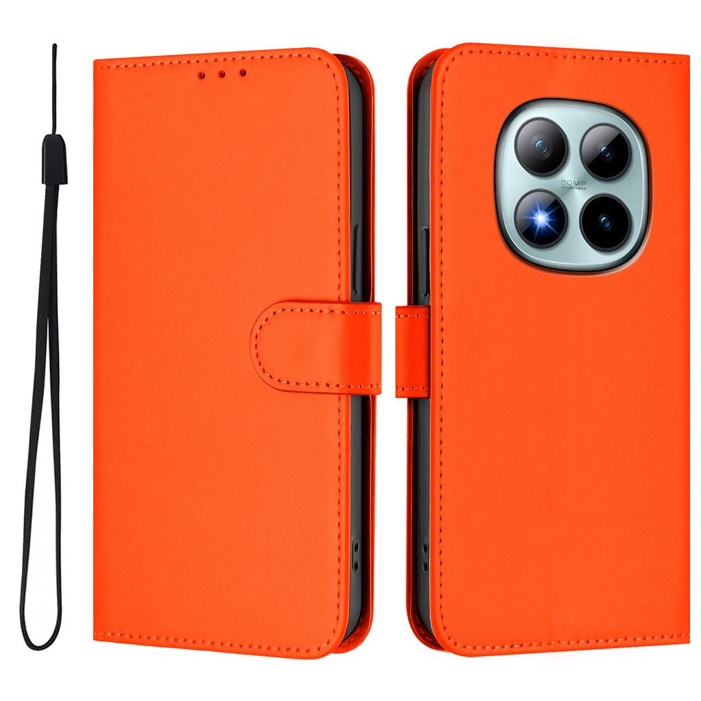 For Xiaomi Redmi Note 15 Pro+ 5G Case Solid Color Wallet Leather Phone Cover with Strap