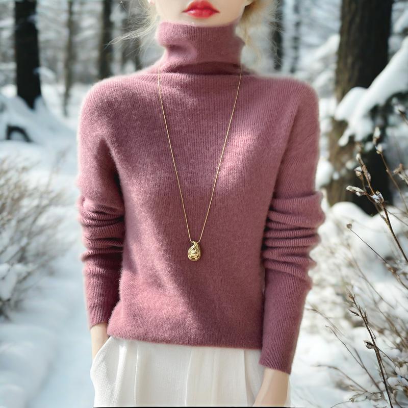 Rollkragenpullover mit schmal geschnittenem Unterhemd, weicher, wachsartiger Flor-Kragen-Pullover