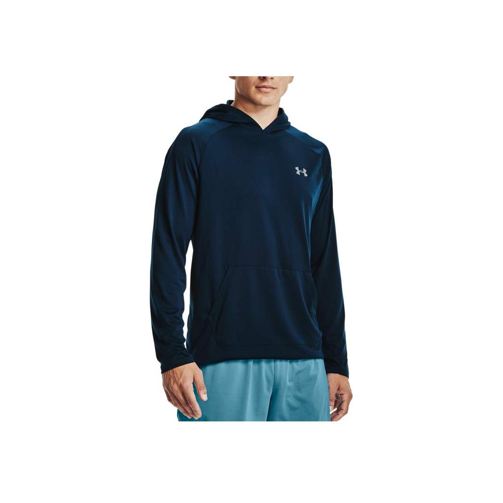 Under Armour Tech 2.0 Hooded Pullover Comfortable Long Sleeve Sweatshirt Men Sweatshirt Academy-Blue Modern-Gray 1328703-409