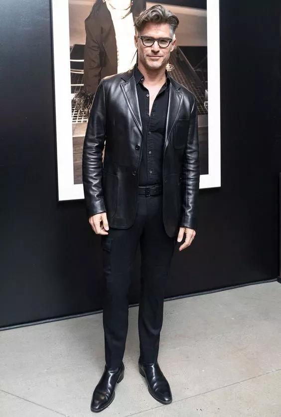 Handmade Lambskin Black Leather Blazer Formal Men Stylish Business Genuine