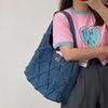 Vintage Argyle Tassel Denim Underarm Shoulder Bag for Women