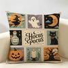 Spooky Cute Halloween Ghost Cat Cushion Cover Natural Linen Fabric Double-Sided Printing Breathable Perfect For Home Decor