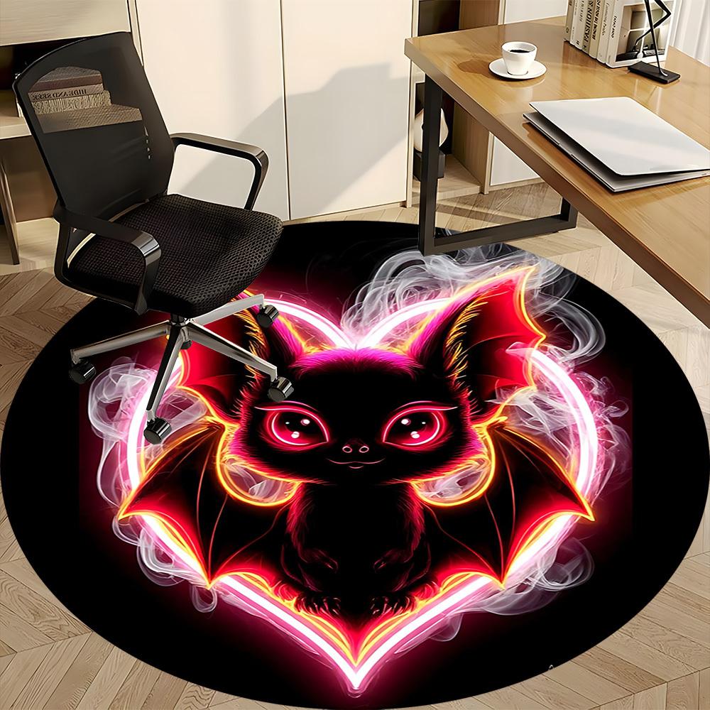 1pc Neon Bat Office Round Area Rug, Under Office Chairs Bedroom Living Room Home Decor, Room Deco