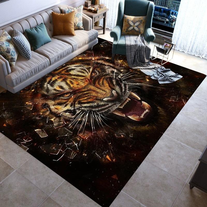 Large Area Rugs Non Slip Animal Tiger Pattern Carpet Living Room Sofa Kitchen Entrance Doormat Hallway Balcony Floor Mat