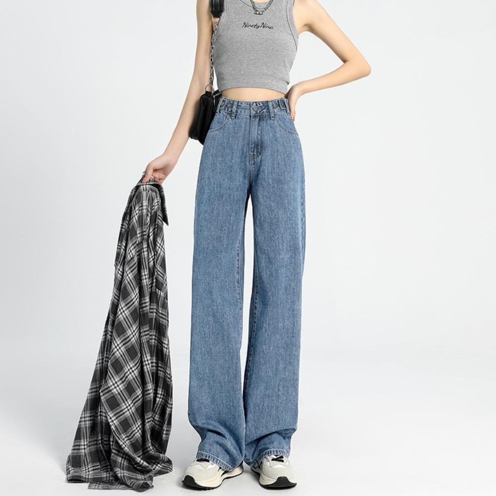 Design wide-leg jeans women's 2025 autumn and winter new high-waisted loose straight drape pants