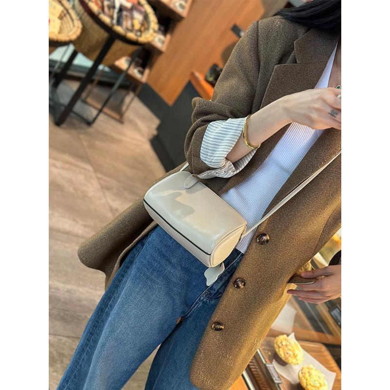 Cylinder Bag Genuine Leather Mini Bag for Mobile Phone Soft Leather Shoulder Bag All Crossbody Bag