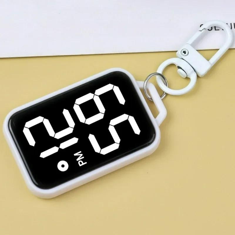 

Creative Square LED Electronic Watches Keyring Small Hanging Watch Display Digital Pendant Watches Keychains for Students Gifts белый
