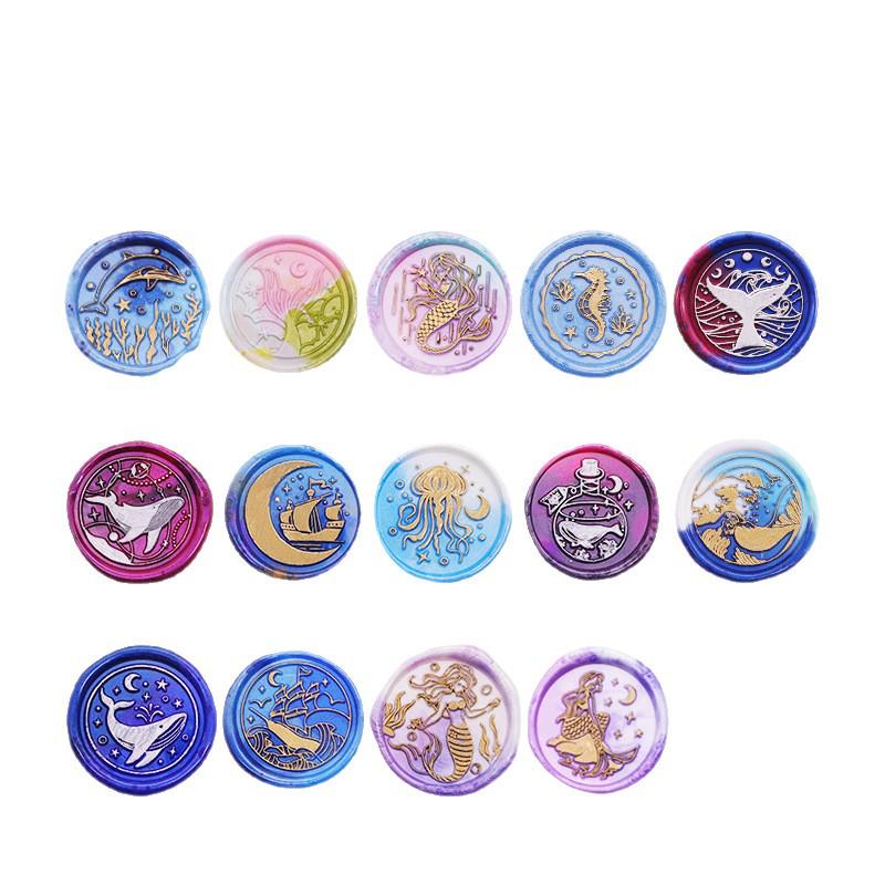 Ocean Series Wax Seal Stamp: Mermaid, Begonia, Whale
