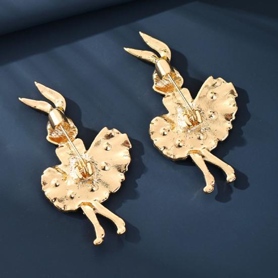 Emaille-Brosche Funkelnde Strasssteine Eingelegt Tanzender Hase Design-Pin Märchen-inspirierter Schmuck Anzüge Pullover Mäntel Accessoires