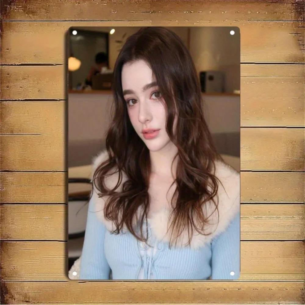Women Face Metal Wall Art Home Decor Rustic Iron Frame Personalized Sign 20x30cm