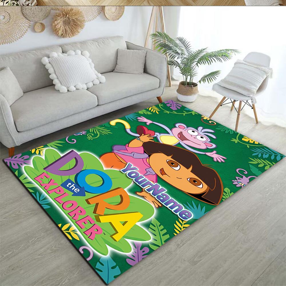 Dora Explorer Customize Your Name Floor Mat Suitable for Study room Outdoor Dining Room Playrooms Anti-slip Rug Office home decor