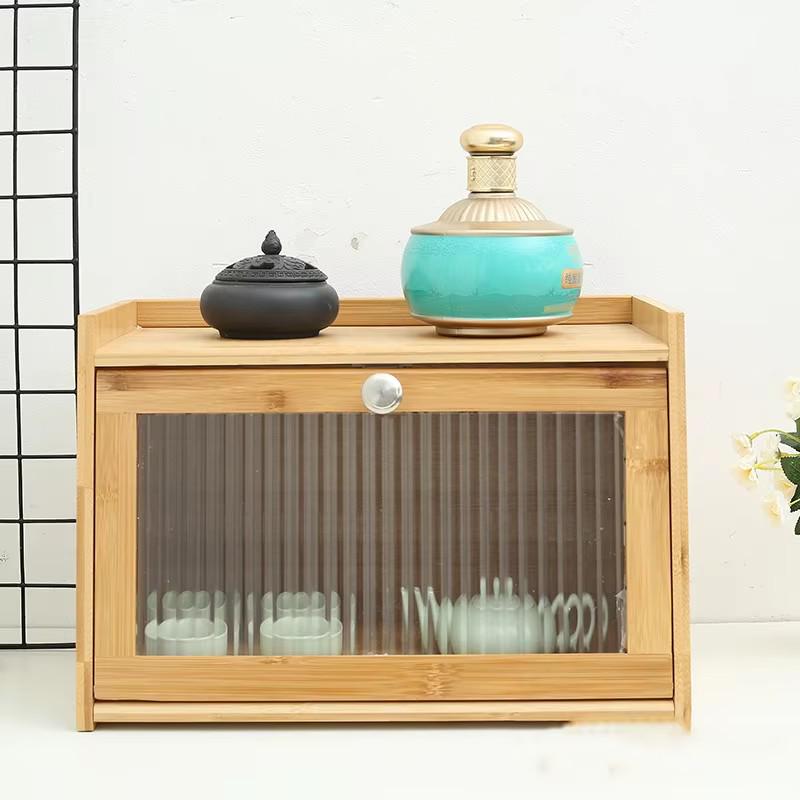 Bamboo Multifunctional Kitchen Bread and Teacup Storage Rack