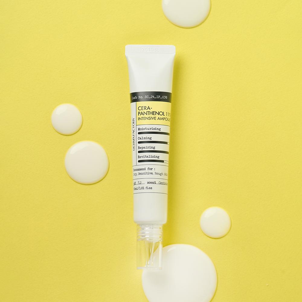 DERMA FACTORY Cera-Panthenol 11% Intensive Ampoule – Deep Moisture Barrier Care, Vegan Glow Serum, Korean